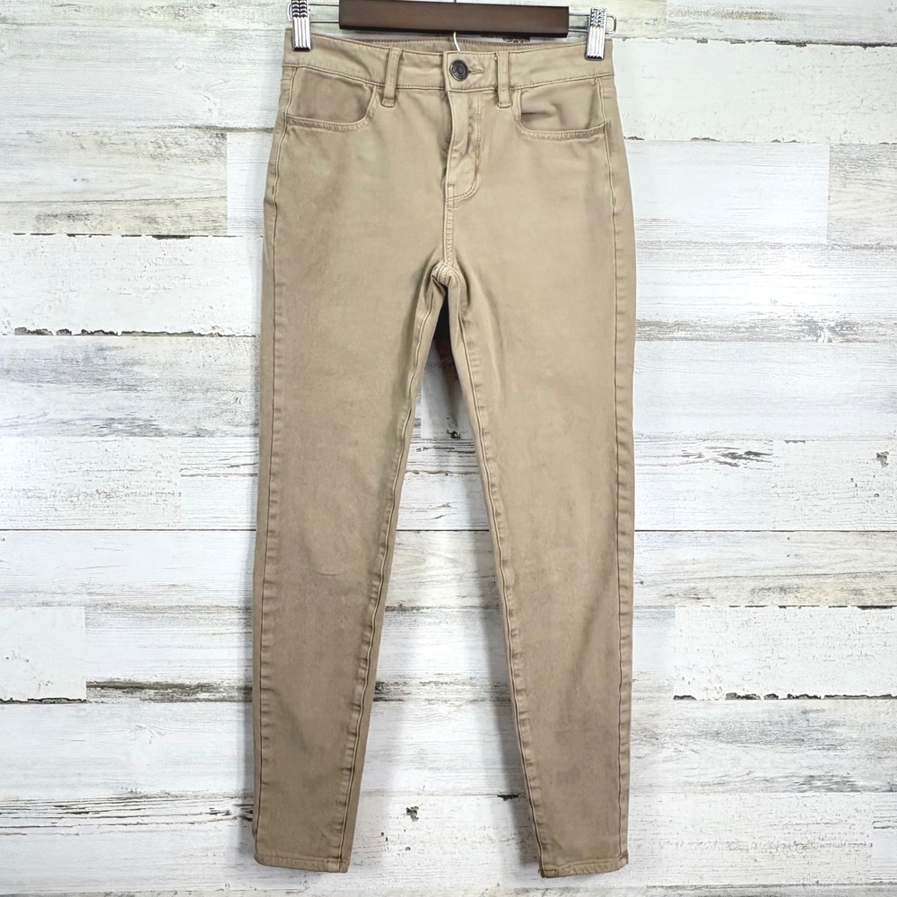 American Eagle Hi-Rise Jegging Khaki 00 Short 360 Next Level Stretch Pants Jeans